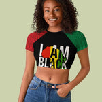 Juneteenth Raglan Cropped T shirt Mix African Pattern - I Am Black History