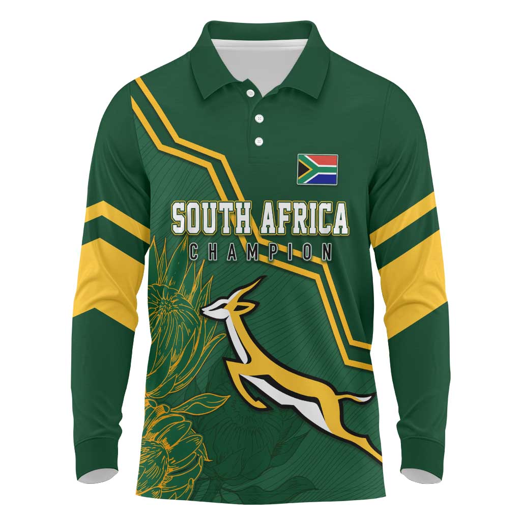 South Africa Rugby Long Sleeve Button Shirt Go Champions Springboks LT14 main image 1