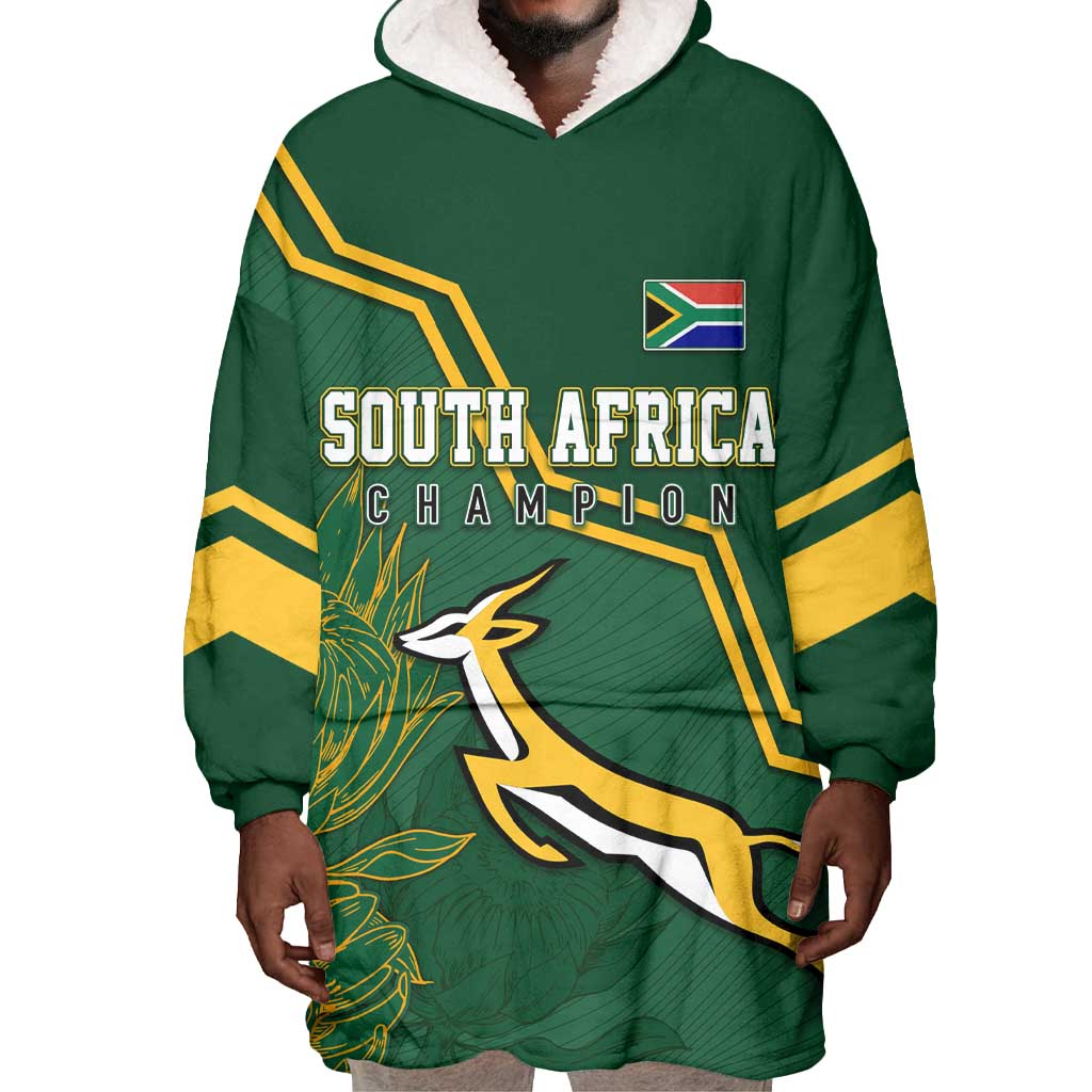 South Africa Rugby Wearable Blanket Hoodie Champions GO Bokke