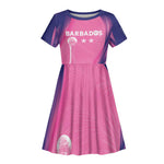 Afro-Barbadians Cricket Custom Kid Short Sleeve Dress Royal Champions - Tropical Vibes - African Pride