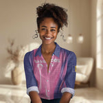 Afro-Barbadians Cricket Custom Women Casual Shirt Royal Champions - Tropical Vibes - African Pride