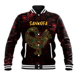 Afro-American Culture Baseball Jacket Adinkra Sankofa Bird - Cosmic Red
