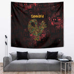 Afro-American Culture Tapestry Adinkra Sankofa Bird - Cosmic Red