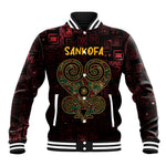 Afro-American Culture Baseball Jacket Adinkra Sankofa Heart - Cosmic Red