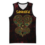 Afro-American Culture Basketball Jersey Adinkra Sankofa Heart - Cosmic Red - African Pride