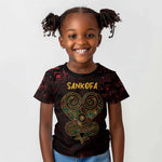 Afro-American Culture Kid T shirt Adinkra Sankofa Heart - Cosmic Red