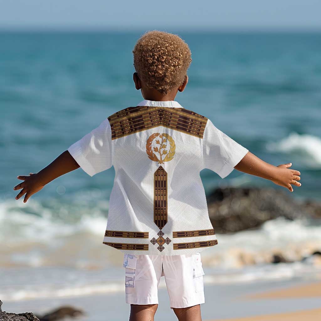 Eritrea Kid Hawaiian Shirt Tilet Habesha Style - White