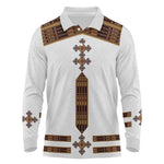 Eritrea Long Sleeve Polo Shirt Tilet Habesha Style - White