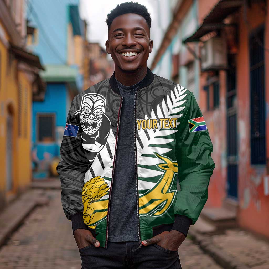 Personalised New Zealand Vs South Africa Rugby Bomber Jacket Rivals - Tribal Style