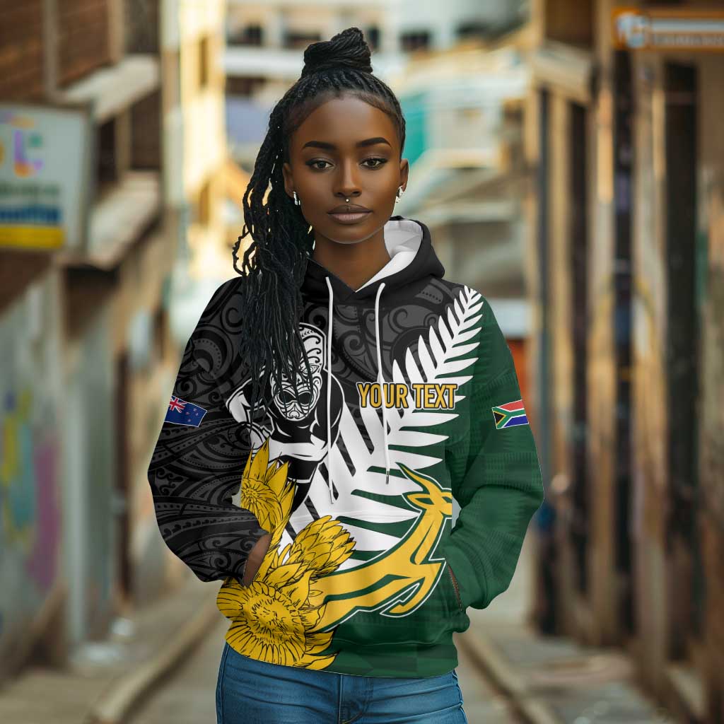 Personalised New Zealand Vs South Africa Rugby Hoodie Rivals - Tribal Style