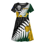 Personalised New Zealand Vs South Africa Rugby Kid Short Sleeve Dress Rivals - Tribal Style