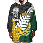 Personalised New Zealand Vs South Africa Rugby Wearable Blanket Hoodie Rivals - Tribal Style