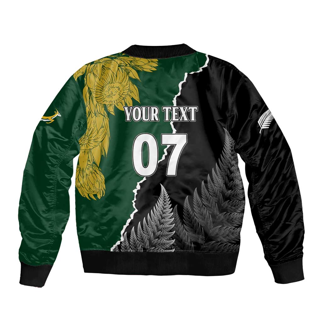 Personalised New Zealand Vs South Africa Rugby Bomber Jacket Rivals Dynamics