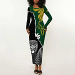 Personalised New Zealand Vs South Africa Rugby Long Sleeve Bodycon Dress Rivals Dynamics LT7