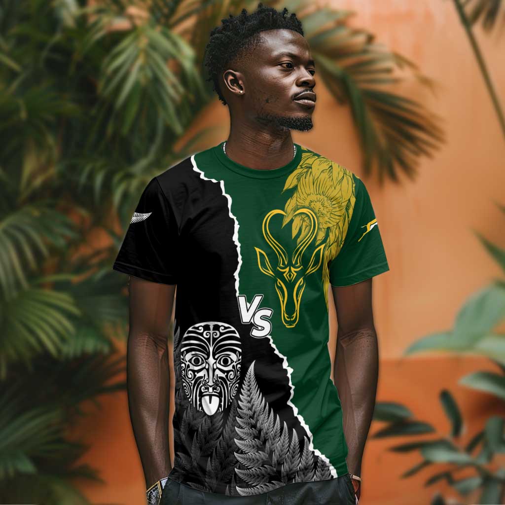Personalised New Zealand Vs South Africa Rugby T shirt Rivals Dynamics