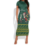 Personalised South Africa Short Sleeve Bodycon Dress Springbok Christmas Braai LT7