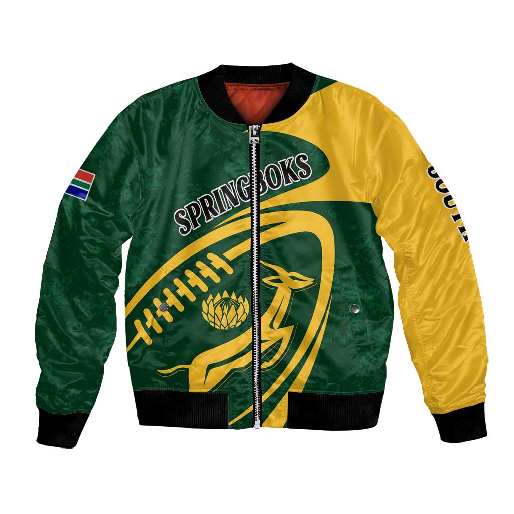 Personalised South Africa Rugby Bomber Jacket Bokke Champions Sporty Dynamics