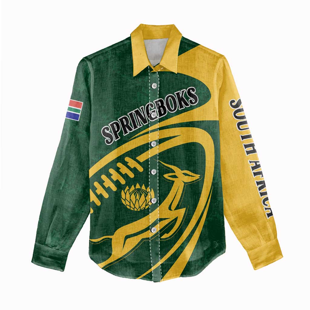 Personalised South Africa Rugby Women Casual Shirt Bokke Champions Sporty Dynamics LT7