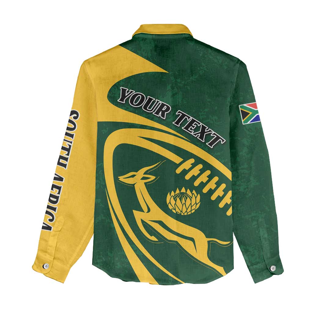 Personalised South Africa Rugby Women Casual Shirt Bokke Champions Sporty Dynamics LT7