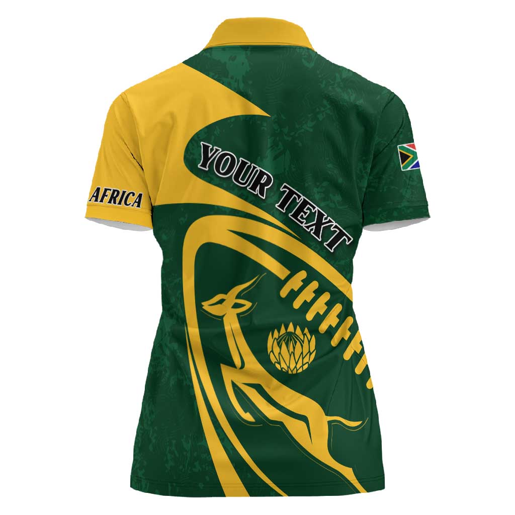 Personalised South Africa Rugby Women Polo Shirt Bokke Champions Sporty Dynamics