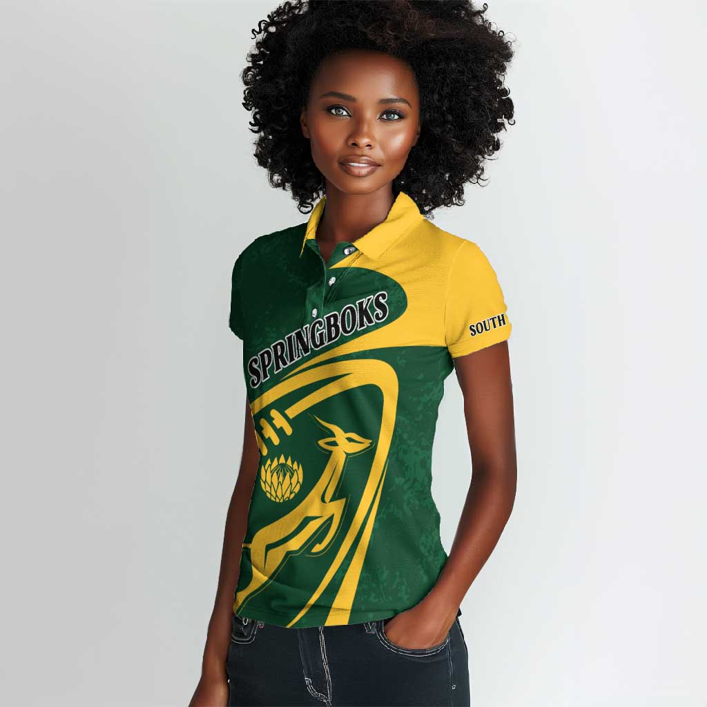 Personalised South Africa Rugby Women Polo Shirt Bokke Champions Sporty Dynamics