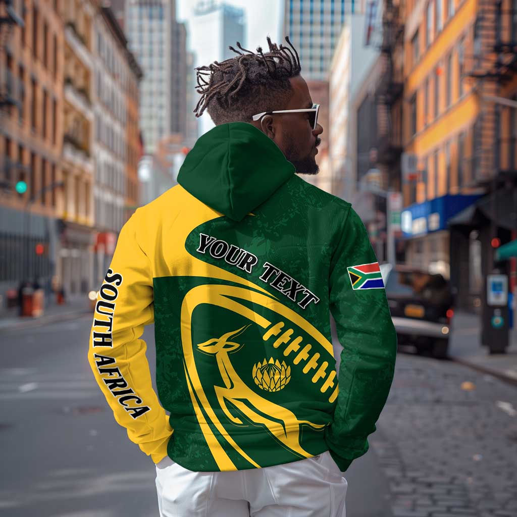 Personalised South Africa Rugby Zip Hoodie Bokke Champions Sporty Dynamics