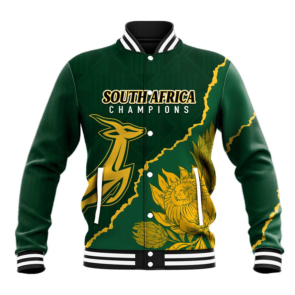 Personalised South Africa Rugby 2023 Baseball Jacket Bokke Champions Kente Ethnic LT7