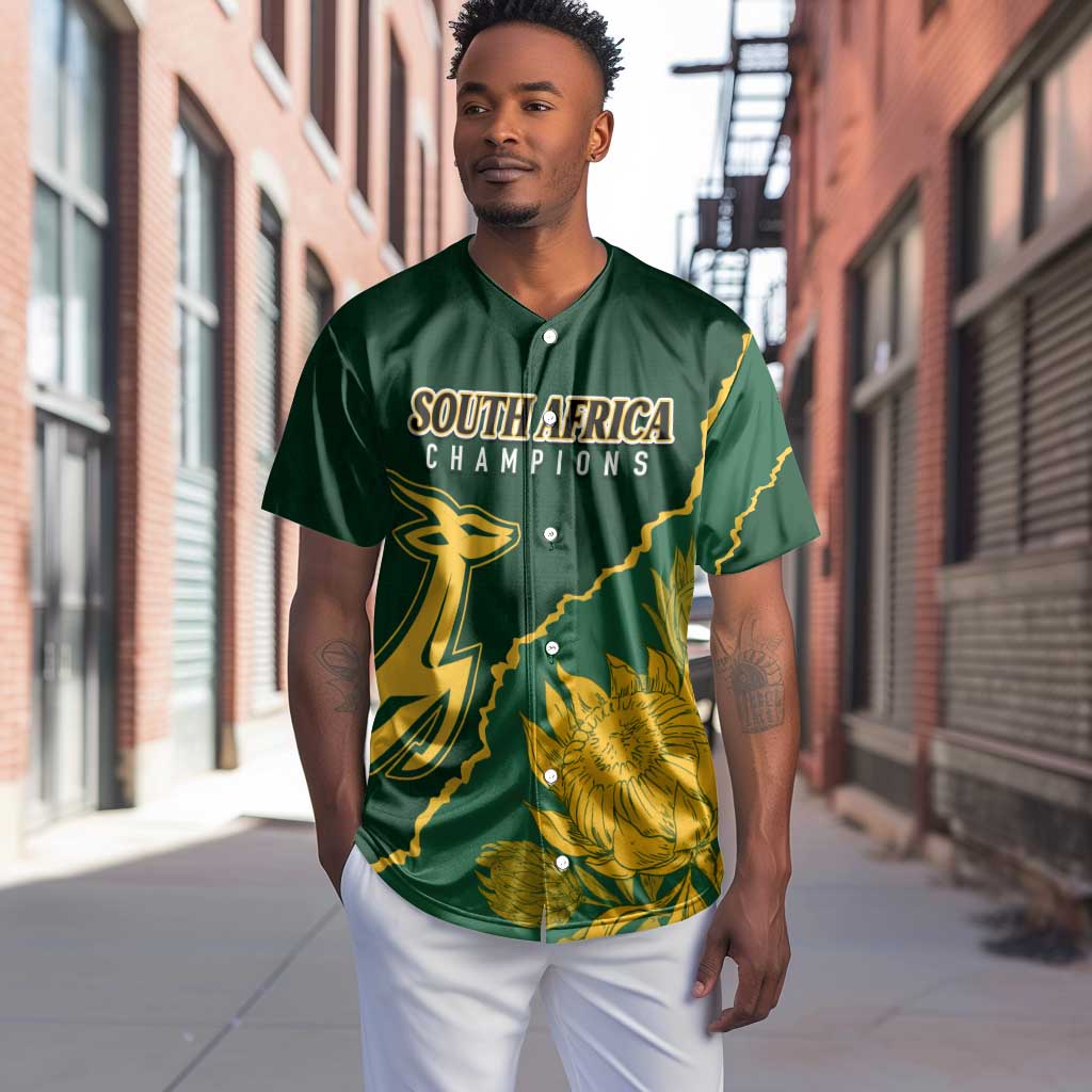 Personalised South Africa Rugby 2023 Baseball Jersey Bokke Champions Kente Ethnic