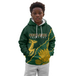 Personalised South Africa Rugby 2023 Kid Hoodie Bokke Champions Kente Ethnic