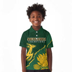 Personalised South Africa Rugby 2023 Kid Polo Shirt Bokke Champions Kente Ethnic