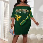 Personalised South Africa Rugby 2023 Off Shoulder Short Dress Bokke Champions Kente Ethnic LT7