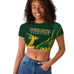 Personalised South Africa Rugby 2023 Raglan Cropped T shirt Bokke Champions Kente Ethnic