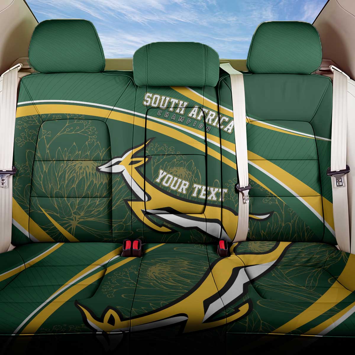 South Africa Rugby Personalized Bokke Back Car Seat Cover Springboks - Stronger Together - African Pride