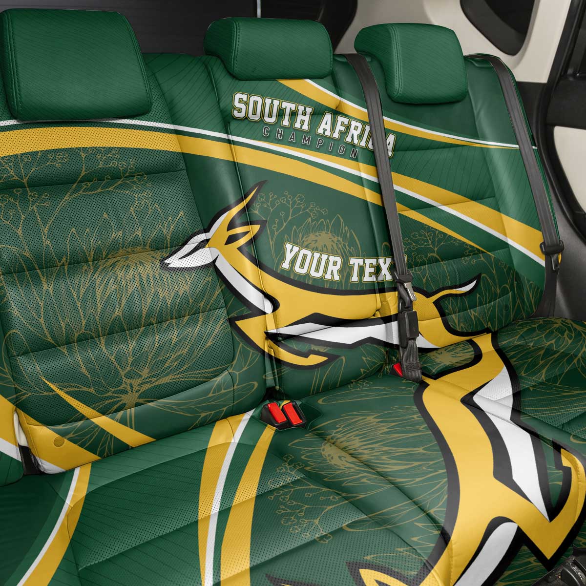 South Africa Rugby Personalized Bokke Back Car Seat Cover Springboks - Stronger Together - African Pride