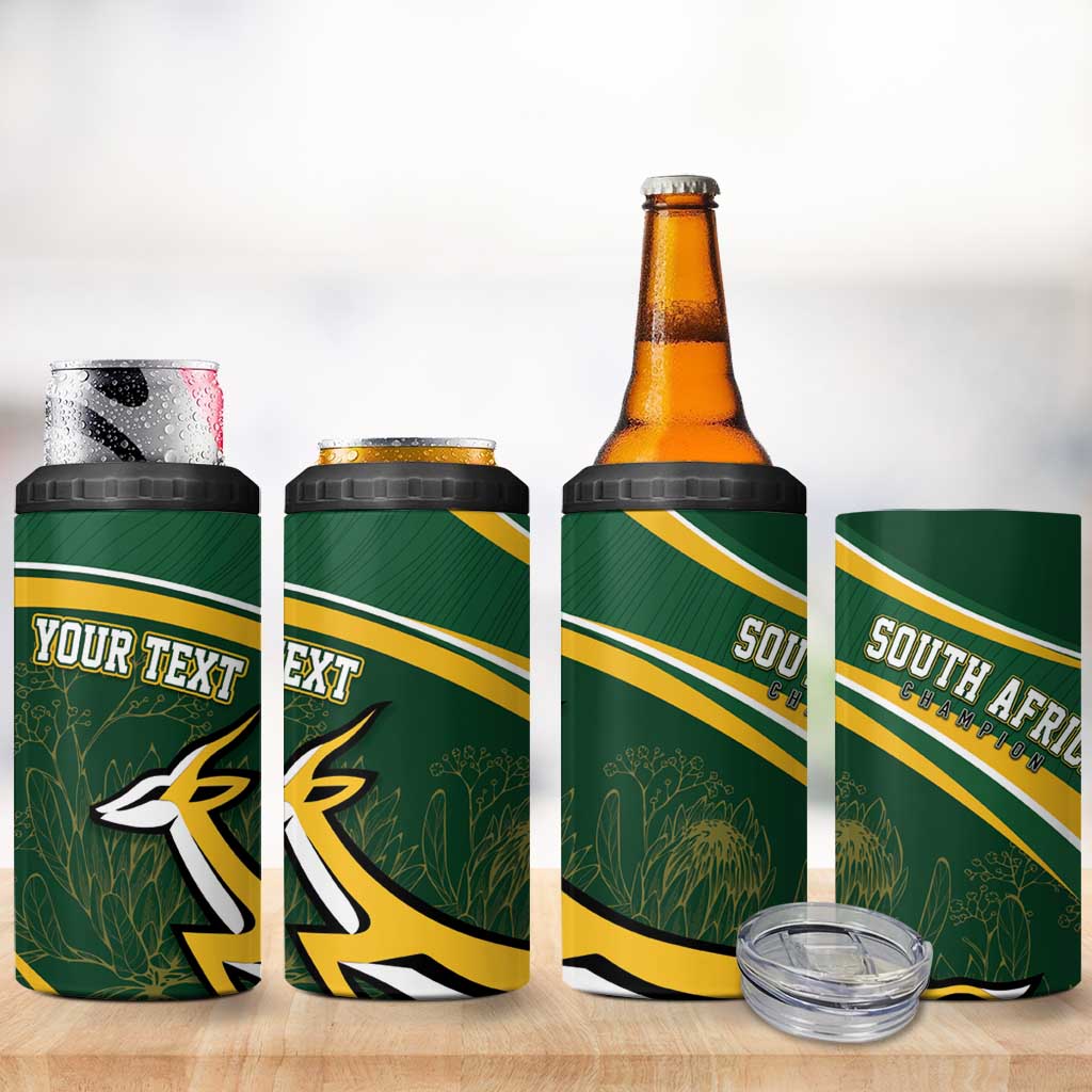 South Africa Rugby Personalized Bokke 4 in 1 Can Cooler Tumbler Springboks - Stronger Together - African Pride