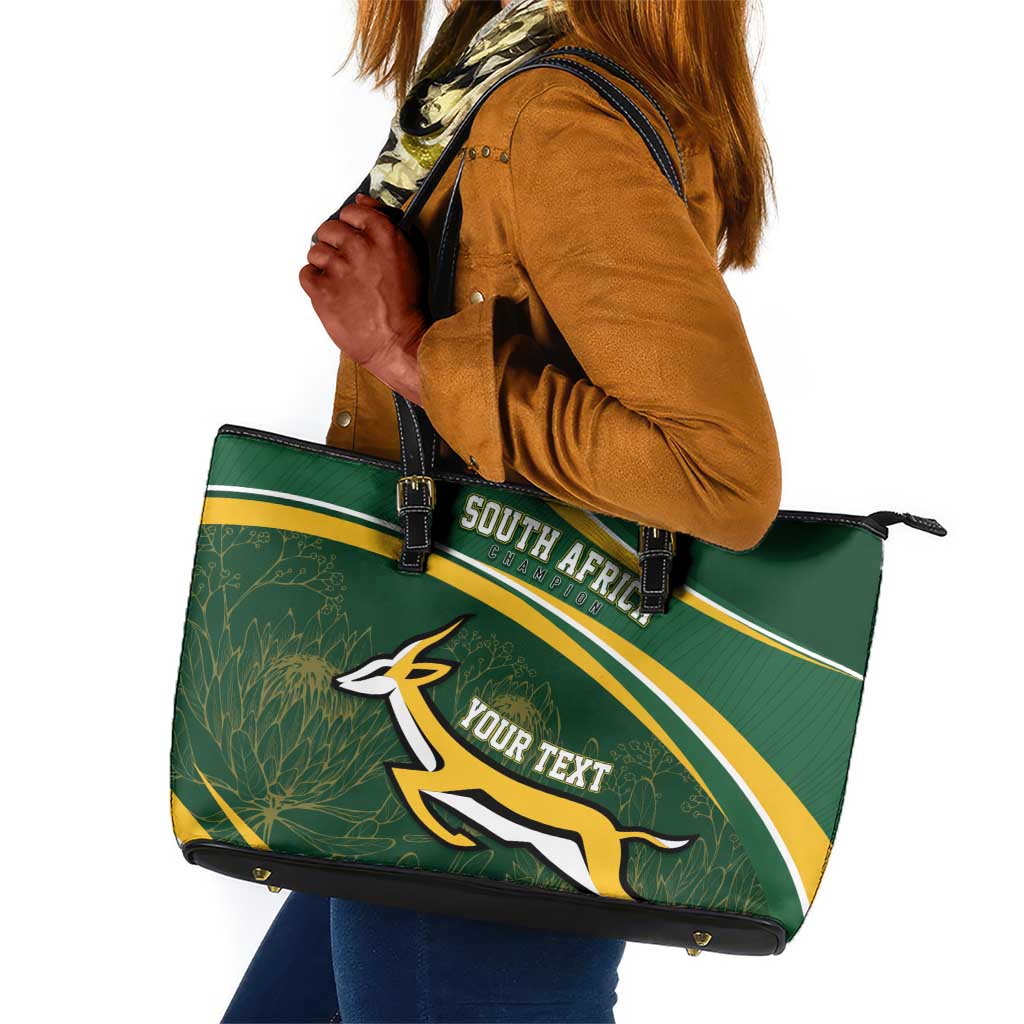 South Africa Rugby Personalized Bokke Leather Tote Bag Springboks - Stronger Together - African Pride