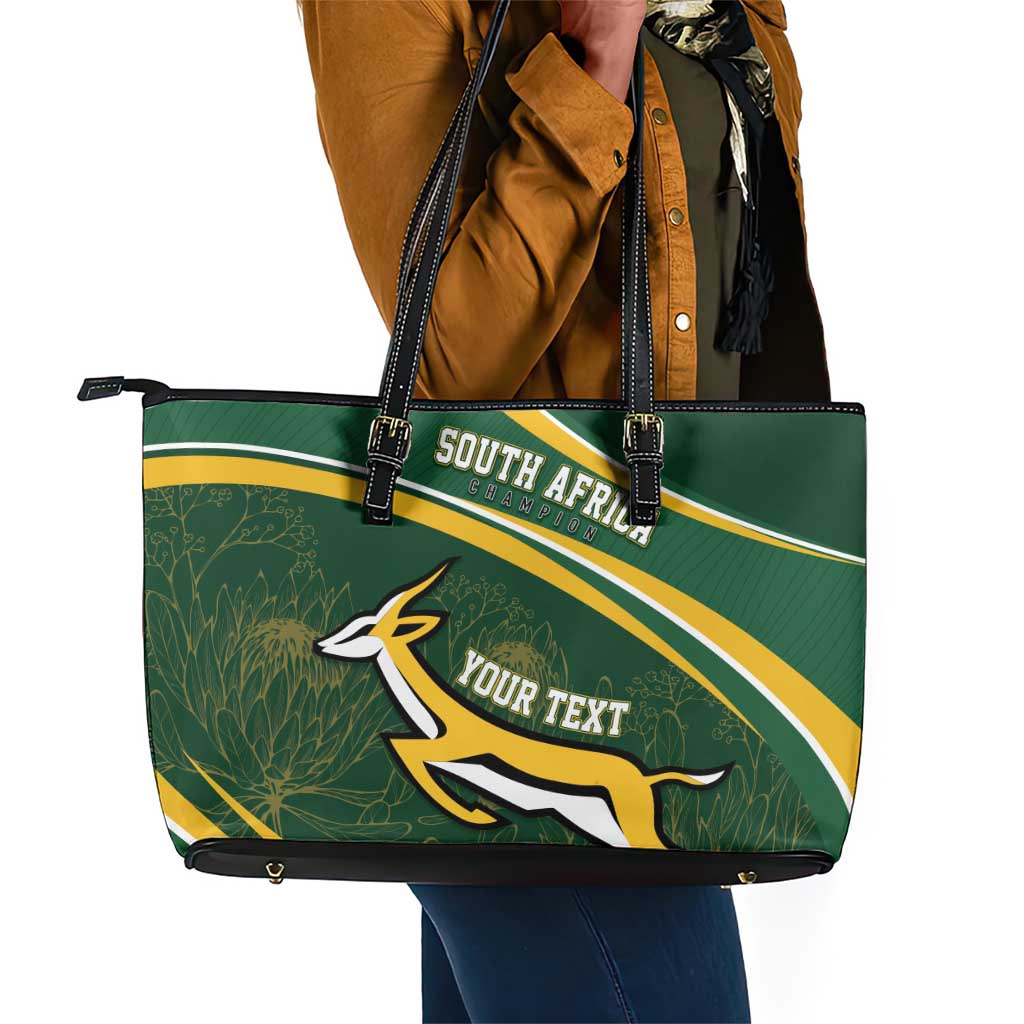 South Africa Rugby Personalized Bokke Leather Tote Bag Springboks - Stronger Together - African Pride