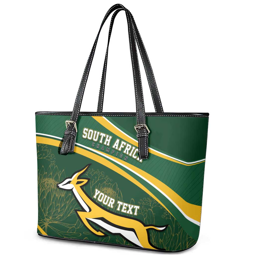 South Africa Rugby Personalized Bokke Leather Tote Bag Springboks - Stronger Together - African Pride