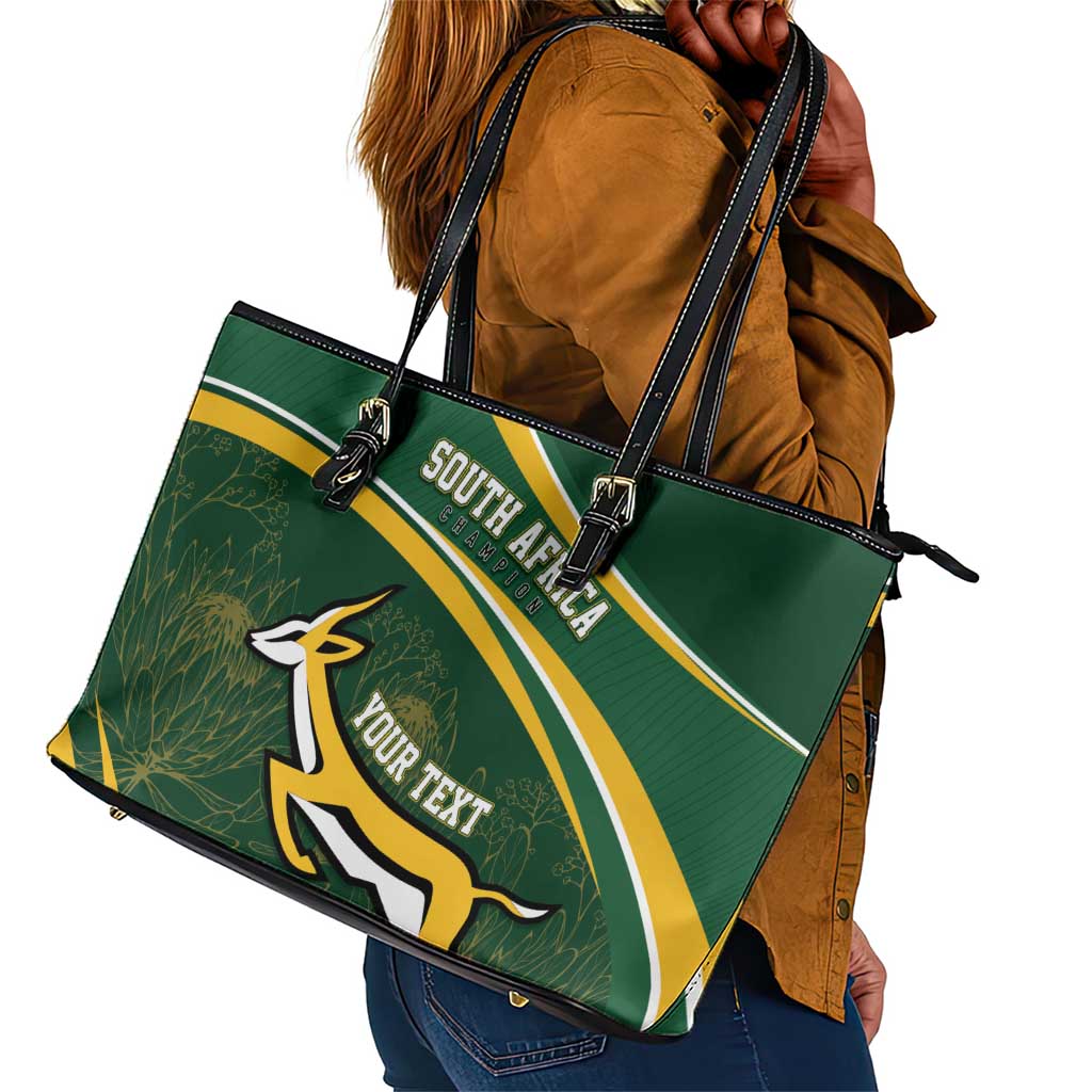 South Africa Rugby Personalized Bokke Leather Tote Bag Springboks - Stronger Together - African Pride