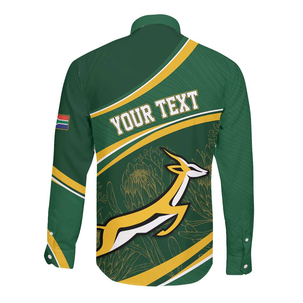 South Africa Rugby Personalized Bokke Long Sleeve Button Shirt Springboks - Stronger Together - African Pride