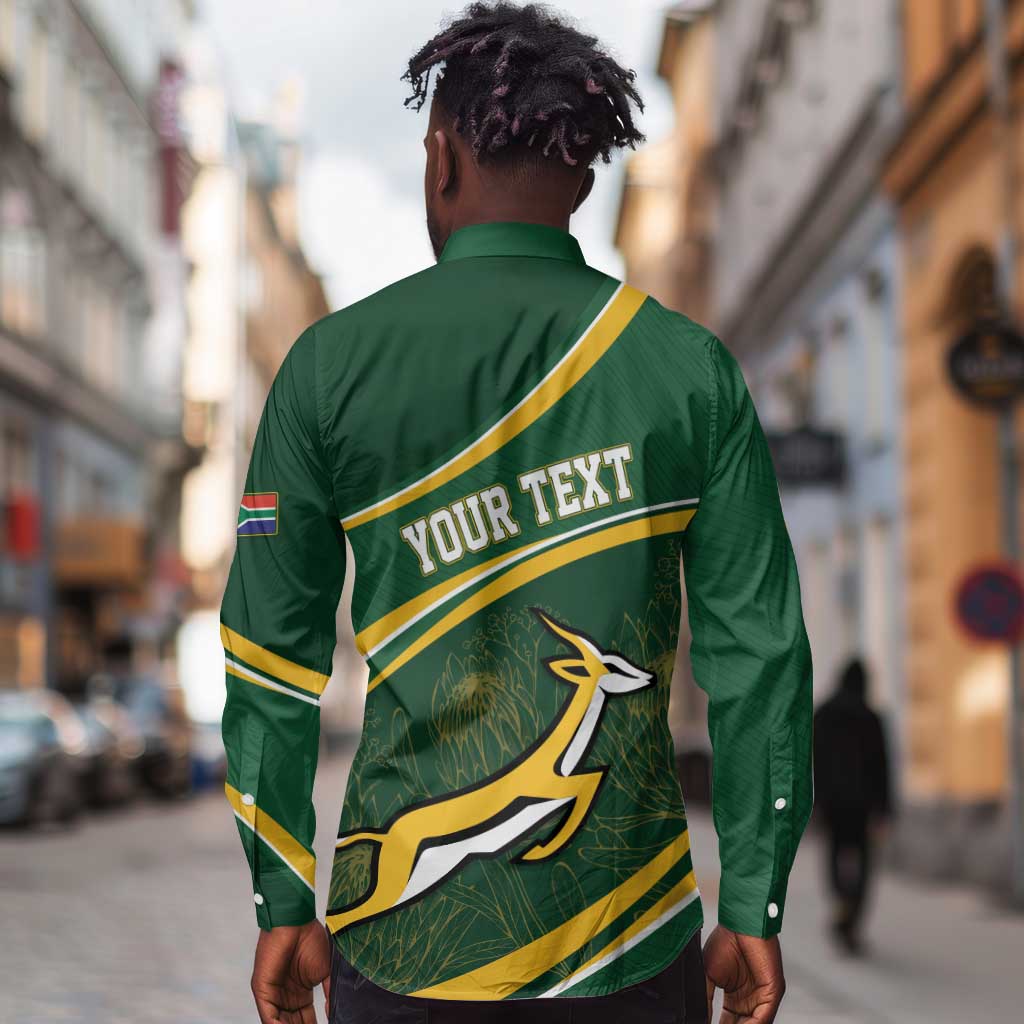 South Africa Rugby Personalized Bokke Long Sleeve Button Shirt Springboks - Stronger Together - African Pride