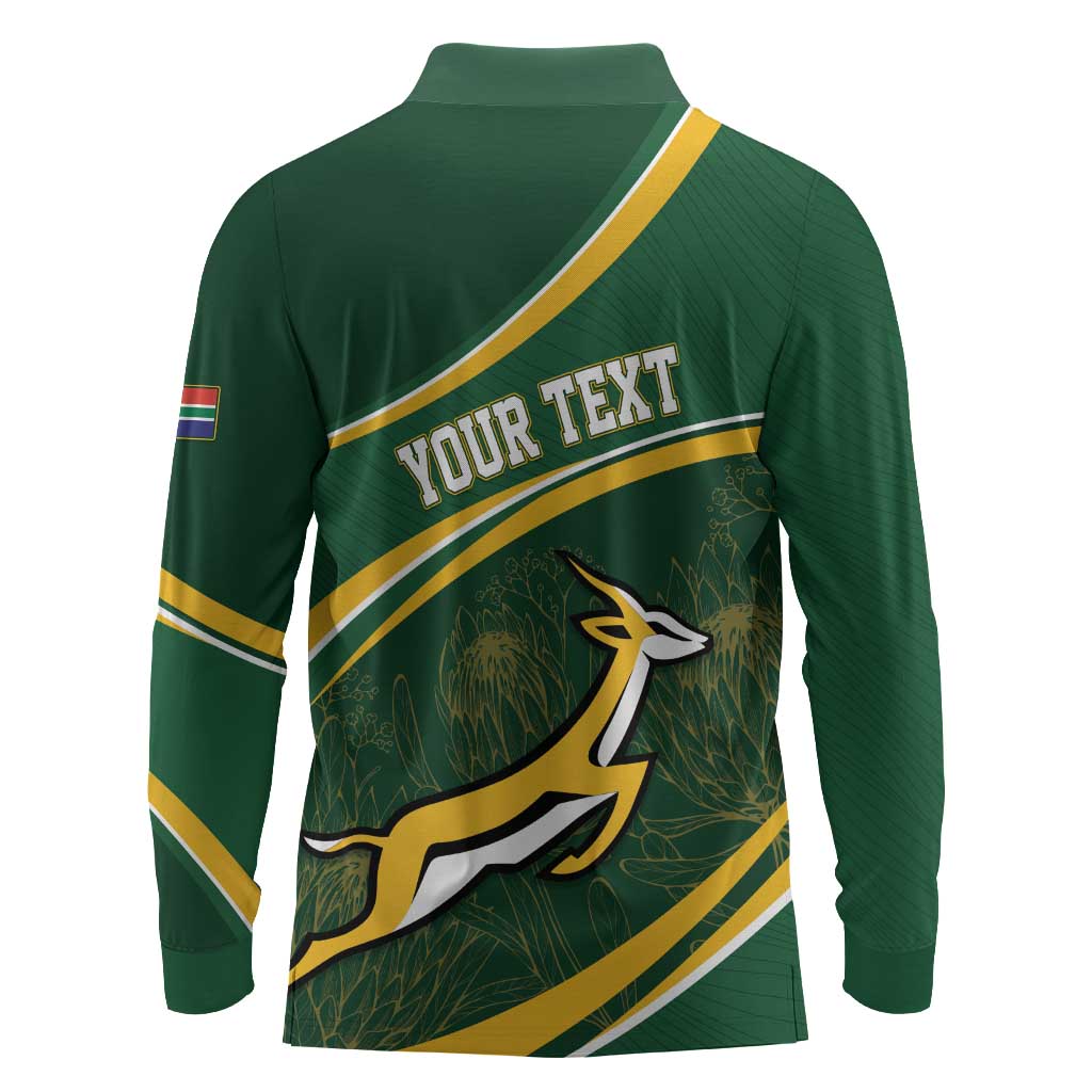 South Africa Rugby Personalized Bokke Long Sleeve Polo Shirt Springboks - Stronger Together - African Pride