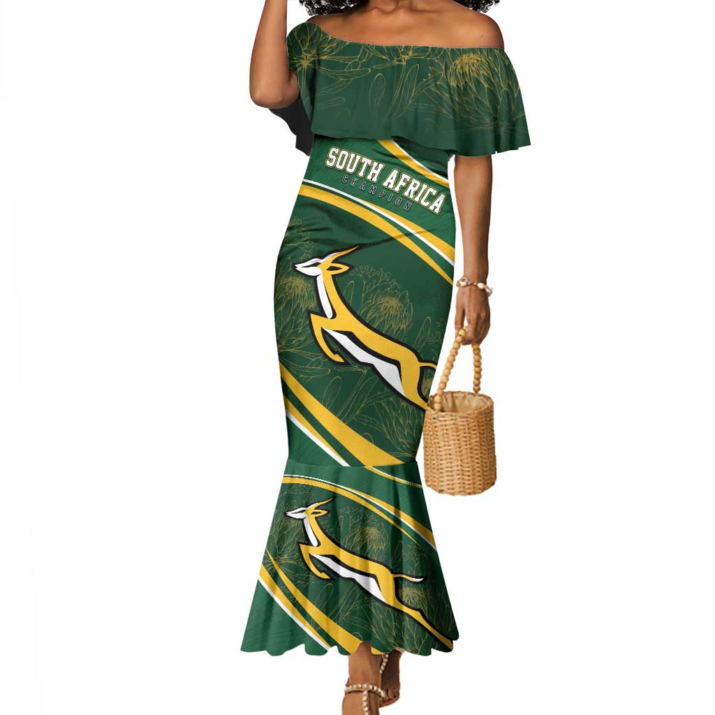 South Africa Rugby Personalized Bokke Mermaid Dress Springboks - Stronger Together - African Pride