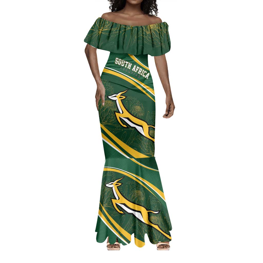South Africa Rugby Personalized Bokke Mermaid Dress Springboks - Stronger Together - African Pride