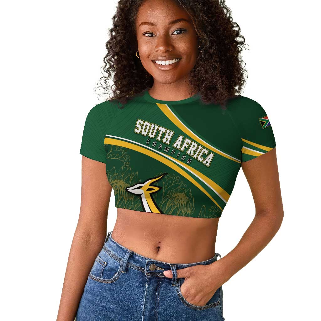 South Africa Rugby Personalized Bokke Raglan Cropped T shirt Springboks - Stronger Together - African Pride