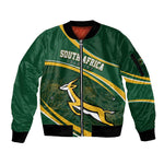 South Africa Rugby Personalized Bokke Sleeve Zip Bomber Jacket Springboks - Stronger Together - African Pride