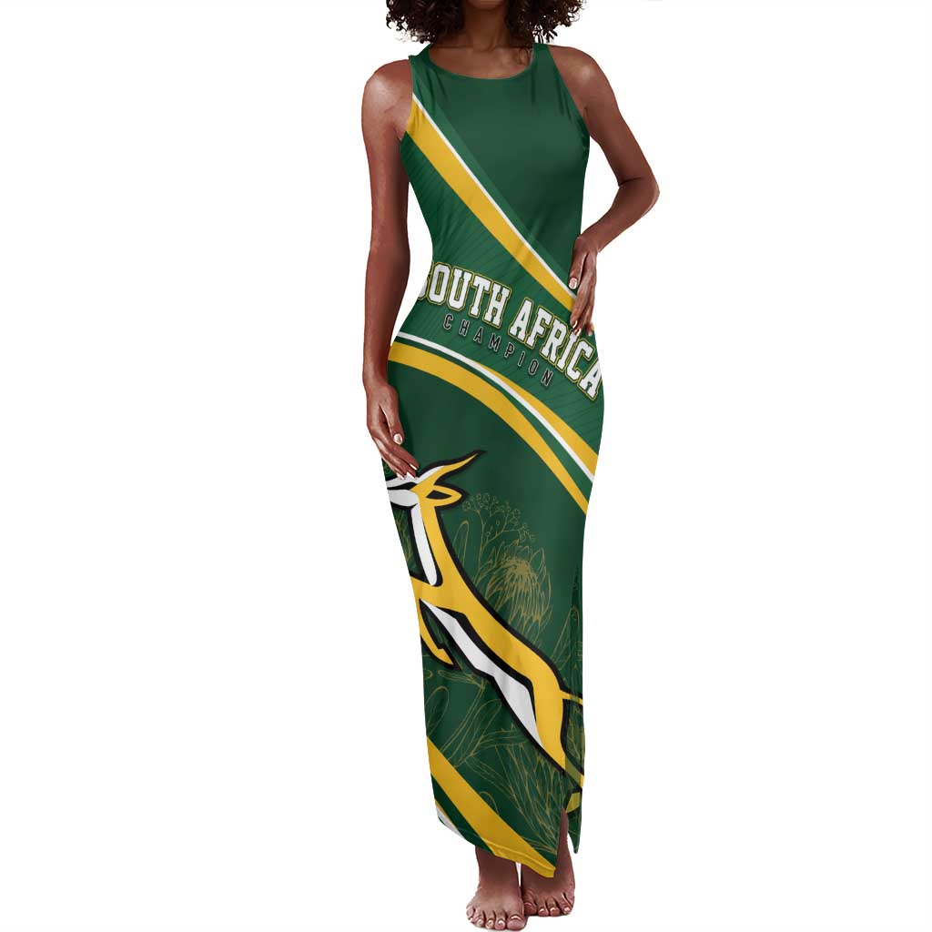 South Africa Rugby Personalized Bokke Tank Maxi Dress Springboks - Stronger Together - African Pride