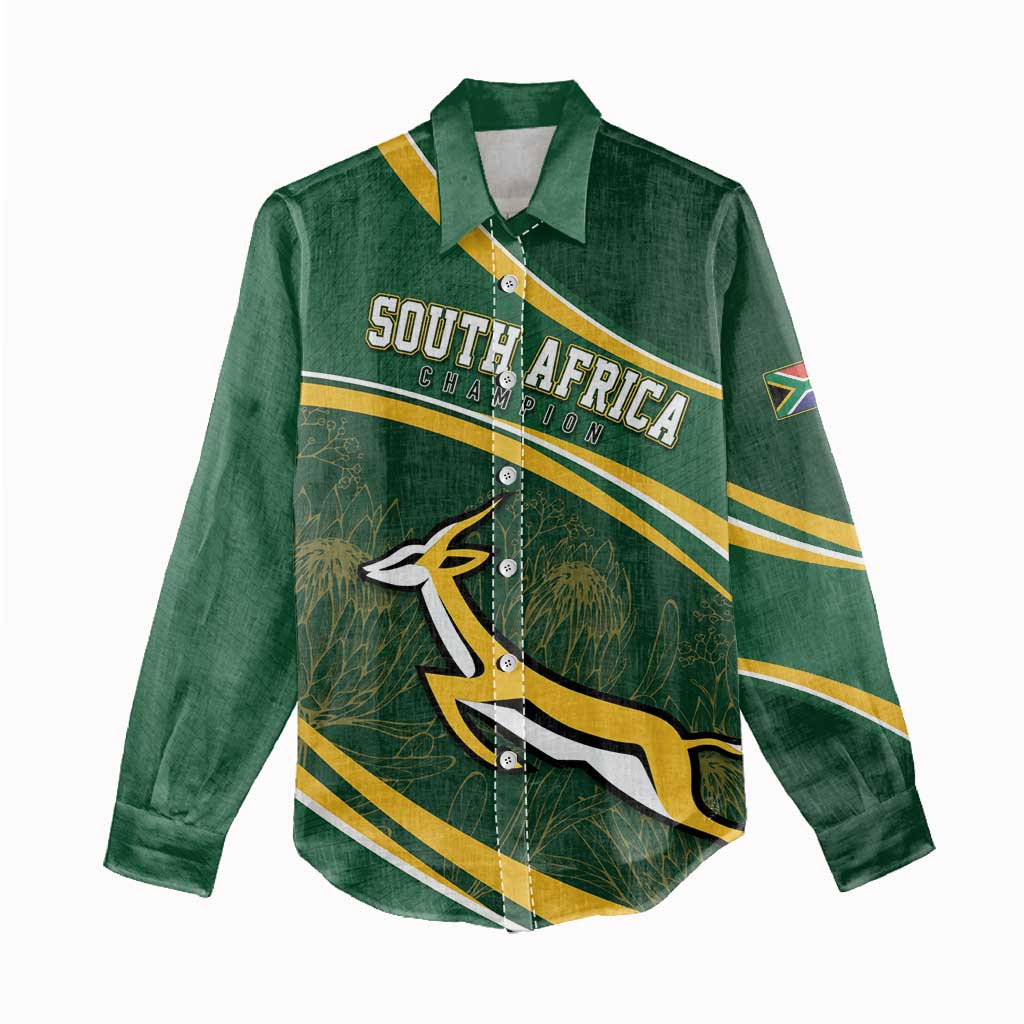 South Africa Rugby Personalized Bokke Women Casual Shirt Springboks - Stronger Together - African Pride