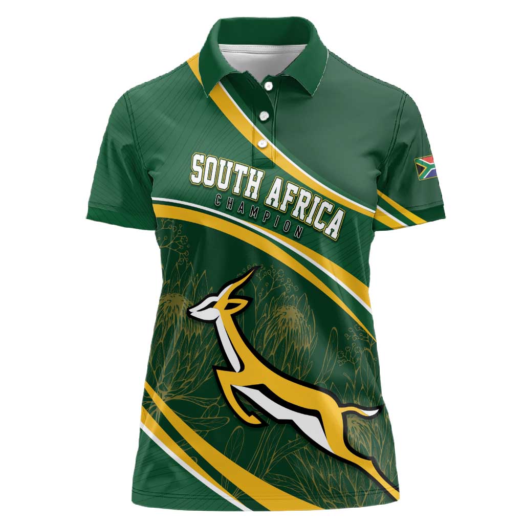 South Africa Rugby Personalized Bokke Women Polo Shirt Springboks - Stronger Together - African Pride