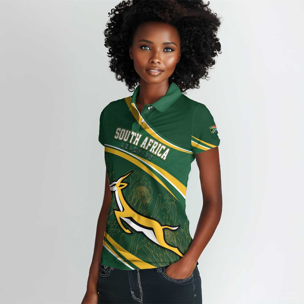 South Africa Rugby Personalized Bokke Women Polo Shirt Springboks - Stronger Together - African Pride